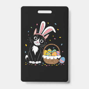 Oster-Schwarze Katze Smoking Kaninchen Hase Ohren  Ausweis