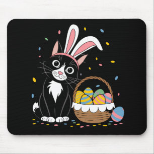 Oster-Schwarze Katze Smoking Kaninchen Hase Ohren Mousepad