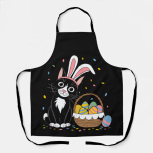 Oster-Schwarze Katze Smoking Kaninchen Hase Ohren  Schürze