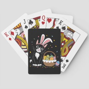 Oster-Schwarze Katze Smoking Kaninchen Hase Ohren Spielkarten