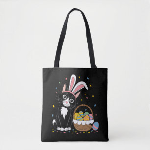Oster-Schwarze Katze Smoking Kaninchen Hasenohren  Tasche