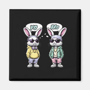 Oster-Shirt 2025 Yo Bro Zitat Lustig Hip Hop Hase Magnet