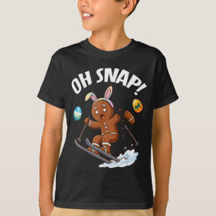 Oster-Skiing-Gingerbread-Mann Oh Snap gebrochener T-Shirt