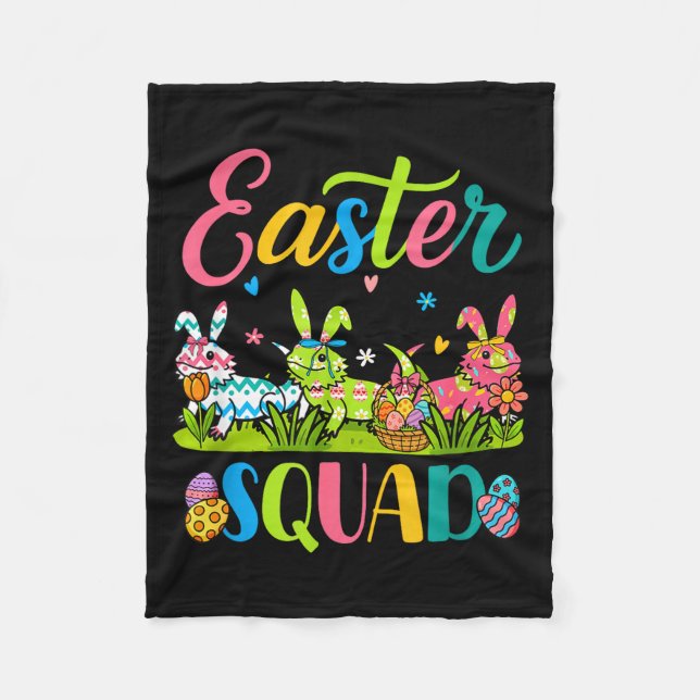 Oster-Squad Bunter Hase Bart Illustration Fleecedecke (Vorderseite)