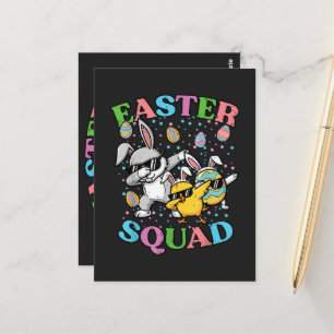Oster-Squad-Hase-Ei-Küken-Dab-Crew-Matching Postkarte