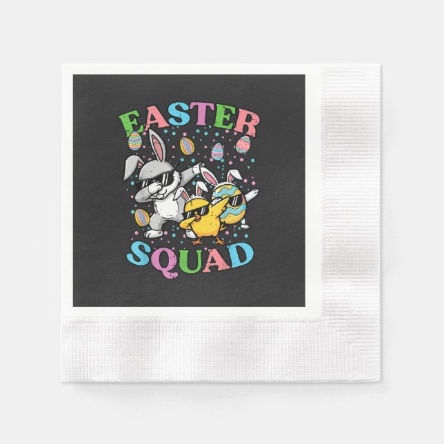 Oster-Squad-Hase-Ei-Küken-Dab-Crew-Matching Serviette (Vorderseite)