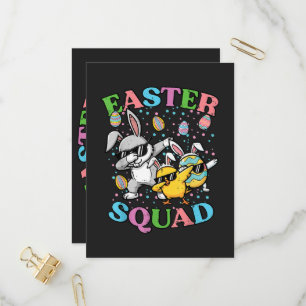 Oster-Squad-Hasen-Ei-Küken-Dab-Crew-Matching Einladungspostkarte