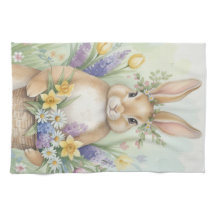 Oster süßer Hase Blumen Küchenhandtuch