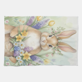 Oster süßer Hase Blumen Küchenhandtuch Geschirrtuch