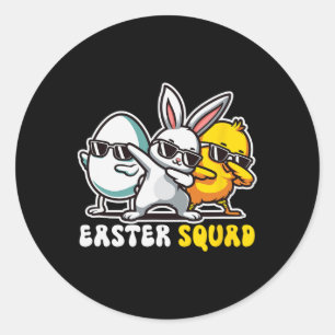 Oster-Team Dabbing-Hasen-Küken-Eierjagd-Match Runder Aufkleber