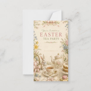 Oster-Teeparty-Einladung, Vintage-Blumenmuster Mitteilungskarte