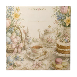 Oster-Teeparty, Vintage-Blumenfeier Fliese