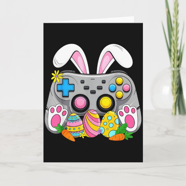 Oster-Videospiel-Controller-Hasen-Eier-Gaming-Jung Karte (Vorderseite)