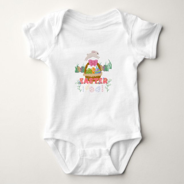OsterBaby Bodysuit - Niedliches Bunny & Egg 1 Stüc Baby Strampler (Vorderseite)