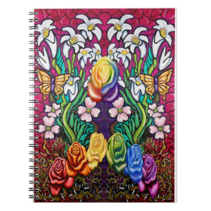 Osterbanner mit Rainbow-Rose Notizblock