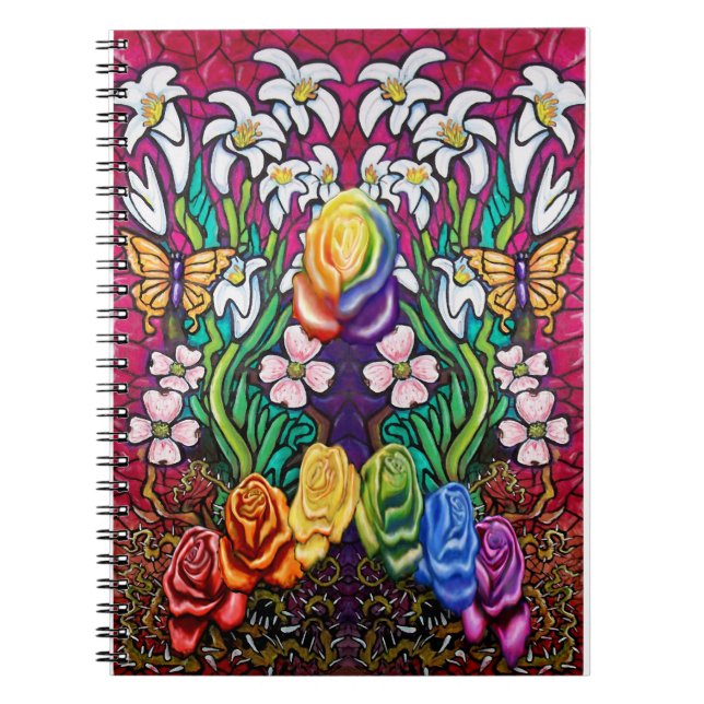 Osterbanner mit Rainbow-Rose Notizblock (Vorderseite)