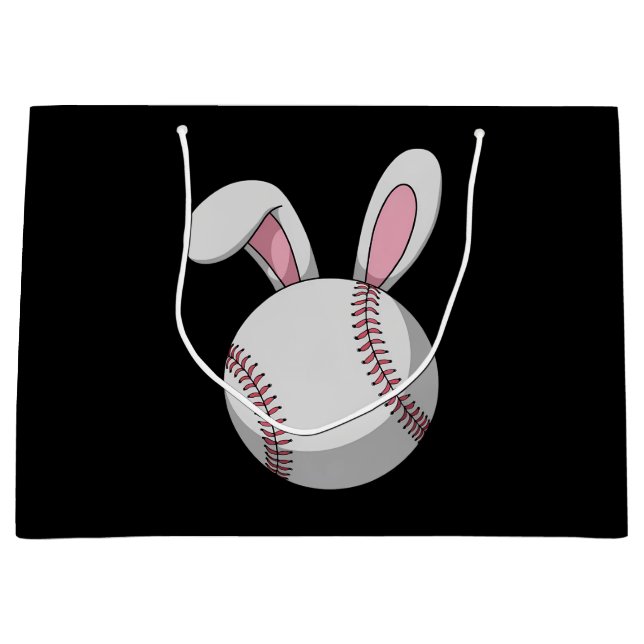 Osterbaseball Bunny Niedlich Rabbit Ohren Große Geschenktüte (Vorderseite)