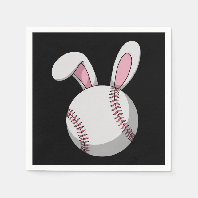 Osterbaseball Bunny Niedlich Rabbit Ohren Serviette (Vorderseite)
