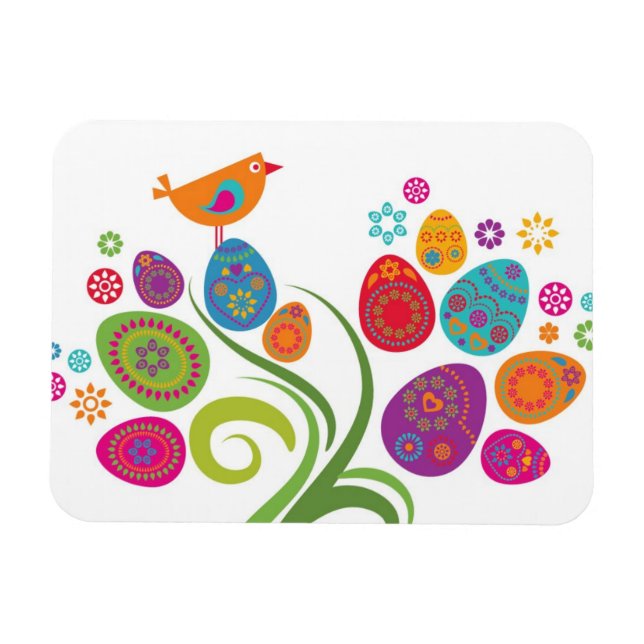 Osterbaum mit farbigen Eiern und Blume Magnet (Horizontal)