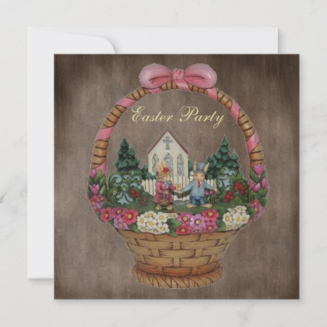 Osterbäume & Kirchenbasket Ostern Party Einladung (Vorderseite)