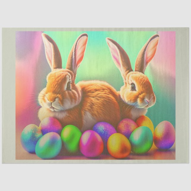 Osterbäume und bunte Eiersammlung Seidenpapier (Vorderseite)