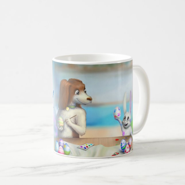 Osterbecher mit süßen Tieren Kaffeetasse (VorderseiteRechts)