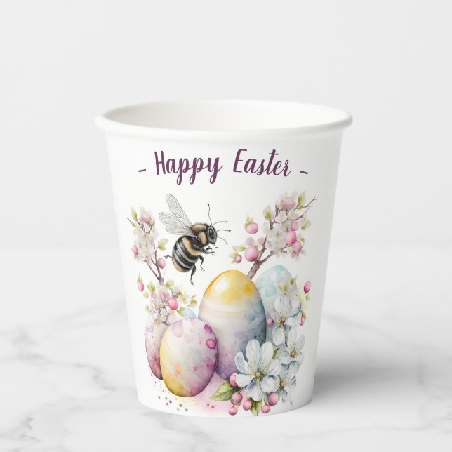 Osterbeereier und -Blume - Pappbecher (Vorderseite)