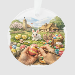 Osterbemalungs-Szene-Ornament Ornament