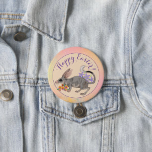 Osterbilby und australische Blume Frohe Ostern abe Button