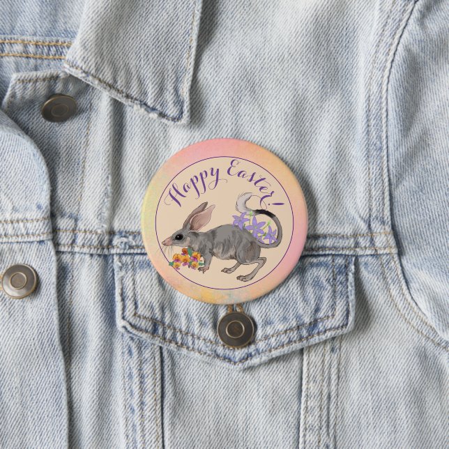 Osterbilby und australische Blume Frohe Ostern abe Button (Beispiel)