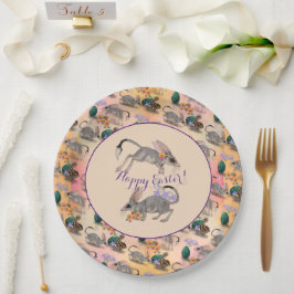 Osterbilby und australische Blume Frohes Ostern Pappteller