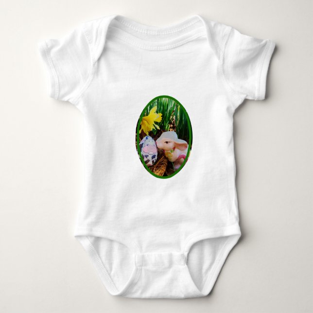 Osterblase küssend Kuh Ei Baby Bodysuit Strampler (Vorderseite)