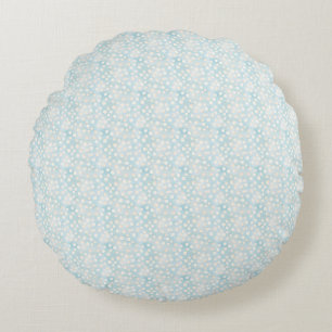 Osterblaue Polka Nahtloser Stoff – Pastell Süß  Rundes Kissen