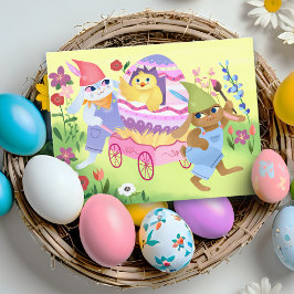 Osterbliche Bunnies und Küken Postkarte