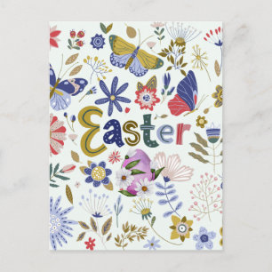 Osterblumen und Schmetterlinge Natur Postkarte