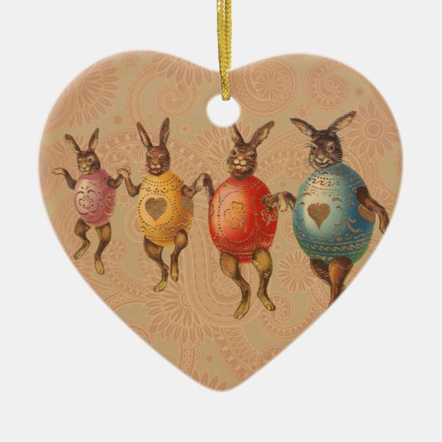 Osterblüte tanzende Eier Keramik Ornament (Vorne)