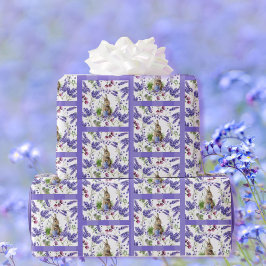 Osterblüte, violette Blumen Wasserfarbe Geschenkpapier