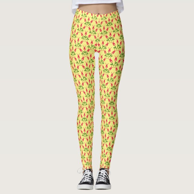Osterblütendesign für gelbe Yoga-Ameisen Leggings (Vorderseite)
