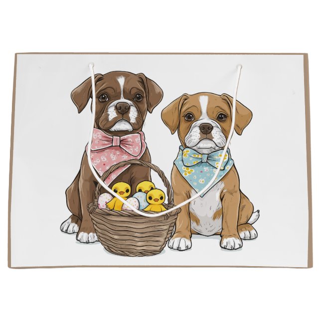 Osterboxer Hunde Große Geschenktüte (Vorderseite)