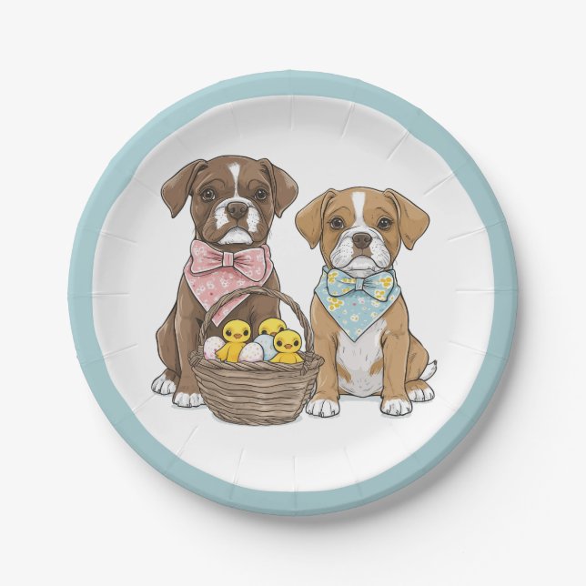 Osterboxer Hunde Pappteller (Vorderseite)
