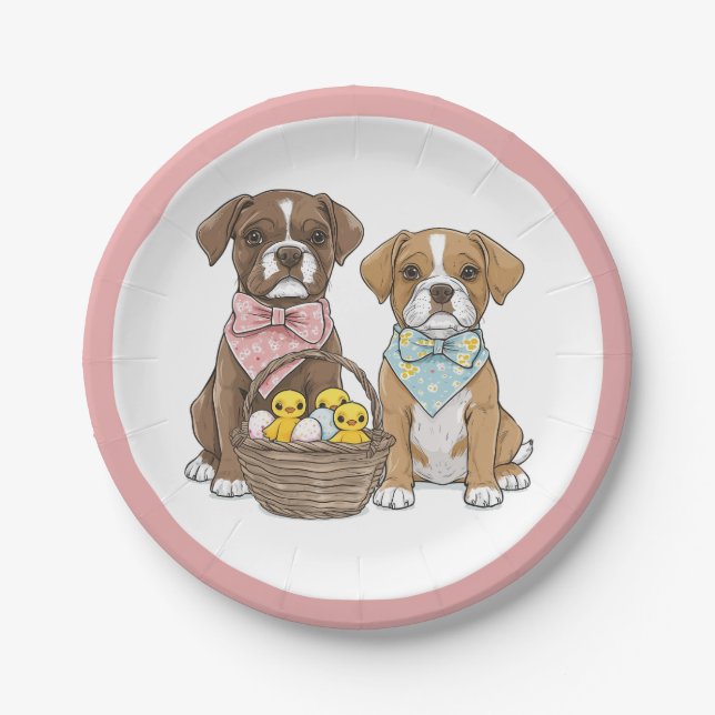 Osterboxer Hunde Pappteller (Vorderseite)
