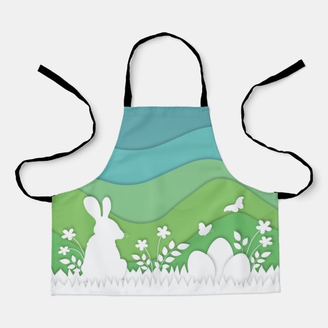 Osterbraun schneidet grüne Natur Frühling Schürze (Vorderseite)