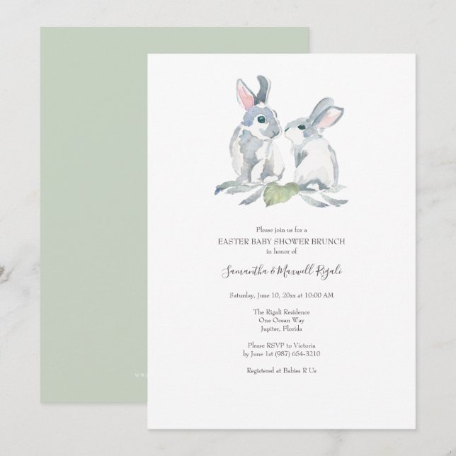 Osterbrunch Baby Duwer Gender Neutral Einladung (Vorne/Hinten)