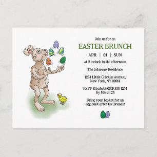 Osterbrunch des Jonglierhasen Einladungspostkarte