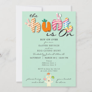 Osterbrunch Egg Hunt Bunny Colorful Pastell Minze Einladung