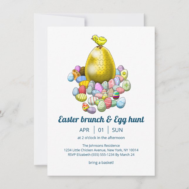 Osterbrunch & Egg Hunt Ostern Einladung (Vorderseite)