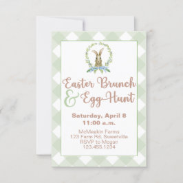 Osterbrunch & Egg Hunt Rabbit Einladung Gingham