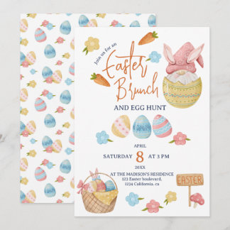 Osterbrunch Eier Gnome Wasserfarbe Einladung