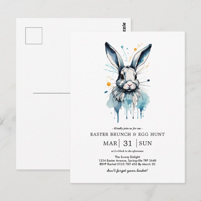 Osterbrunch & Eierjagd | Aquarell Postkarte (Vorne/Hinten)