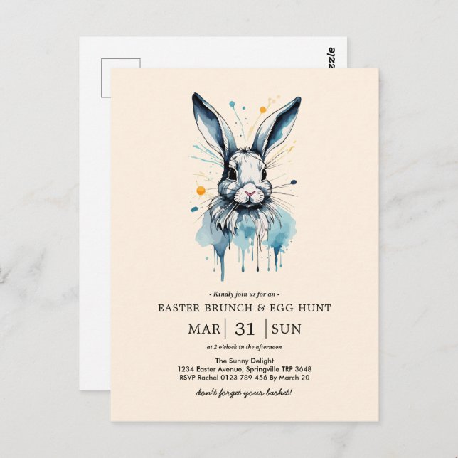 Osterbrunch & Eierjagd | Aquarell Postkarte (Vorne/Hinten)